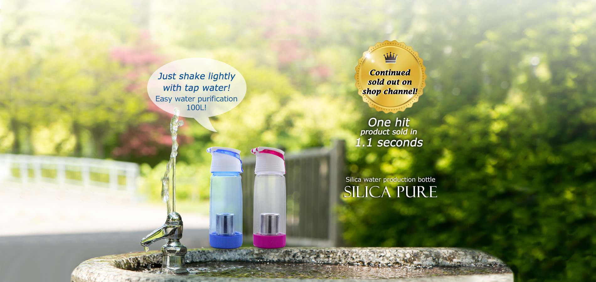 Normal tap water turns into mineral water containing silica (Silicon)